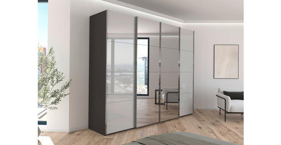 SCHWEBETÜRENSCHRANK SALIGO - Chromfarben/Graphitfarben, Design, Glas/Holzwerkstoff (271/235/68cm) - Novel
