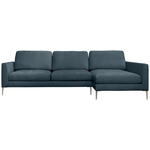 ECKSOFA Dunkelgrau Chenille Rückenkissen, Rücken echt  - Dunkelgrau/Silberfarben, KONVENTIONELL, Textil/Metall (284/143cm) - Carryhome