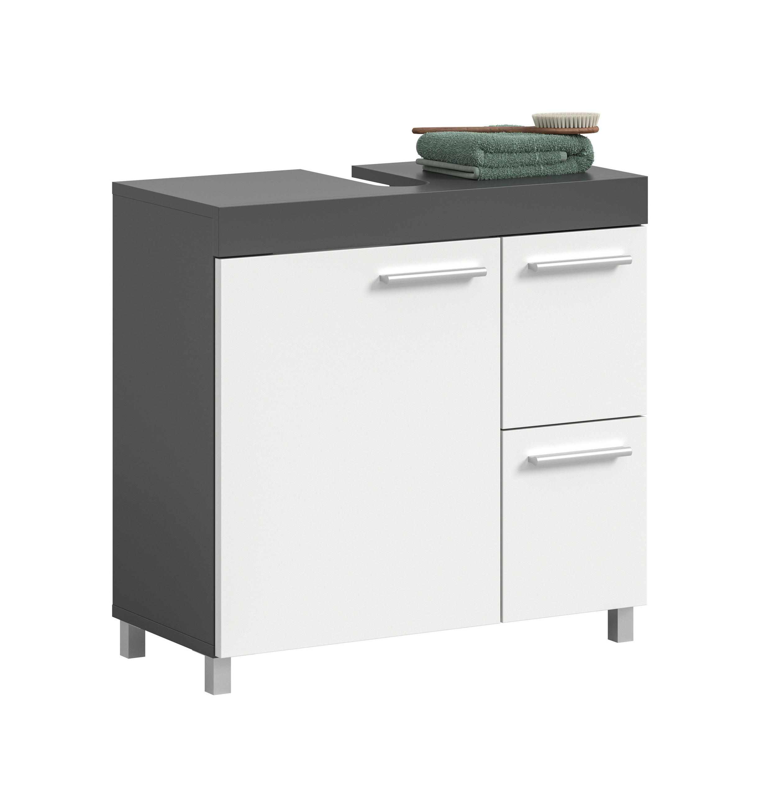 WASCHBECKENUNTERSCHRANK 65/63/31 cm  - Anthrazit/Silberfarben, Trend, Holzwerkstoff/Kunststoff (65/63/31cm) - MID.YOU