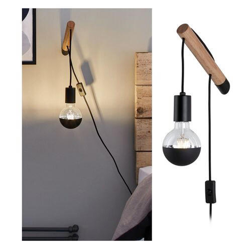 WANDLEUCHTE Kian 4,5/18,0 cm   - Schwarz, LIFESTYLE, Holz/Metall (4,5/18,0cm) - Paulmann