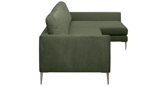 ECKSOFA Grün Chenille Rückenkissen, Rücken echt  - Silberfarben/Grün, KONVENTIONELL, Textil/Metall (284/143cm) - Carryhome
