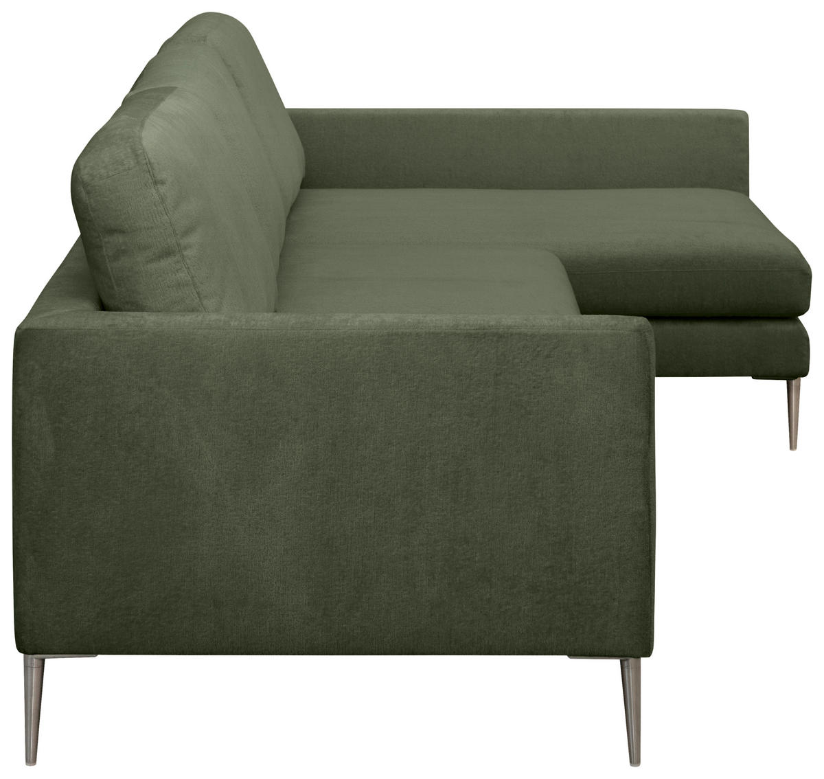 ECKSOFA Grün Chenille  - Silberfarben/Grün, KONVENTIONELL, Textil/Metall (284/143cm) - Carryhome