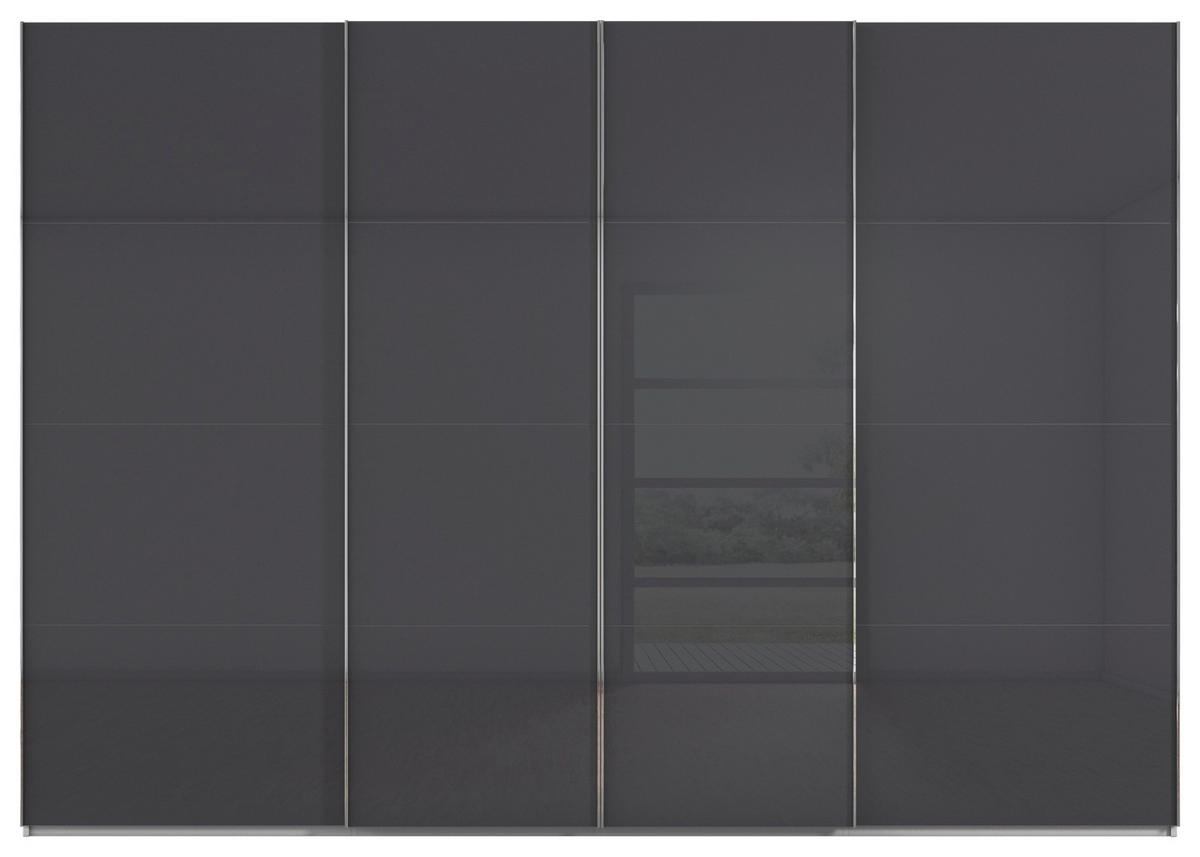 SCHWEBETÜRENSCHRANK 316/223/68 cm 4-türig Grau, Hellgrau  - Chromfarben/Hellgrau, Design, Glas/Holzwerkstoff (316/223/68cm) - Novel