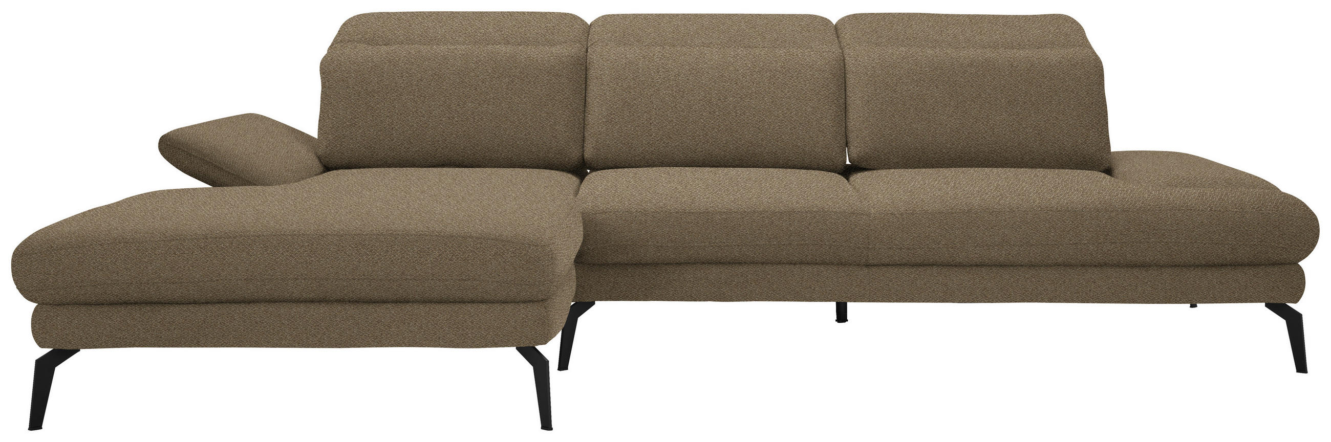 ECKSOFA Braun Chenille  - Schwarz/Braun, Design, Textil/Metall (180/289cm) - Stylife