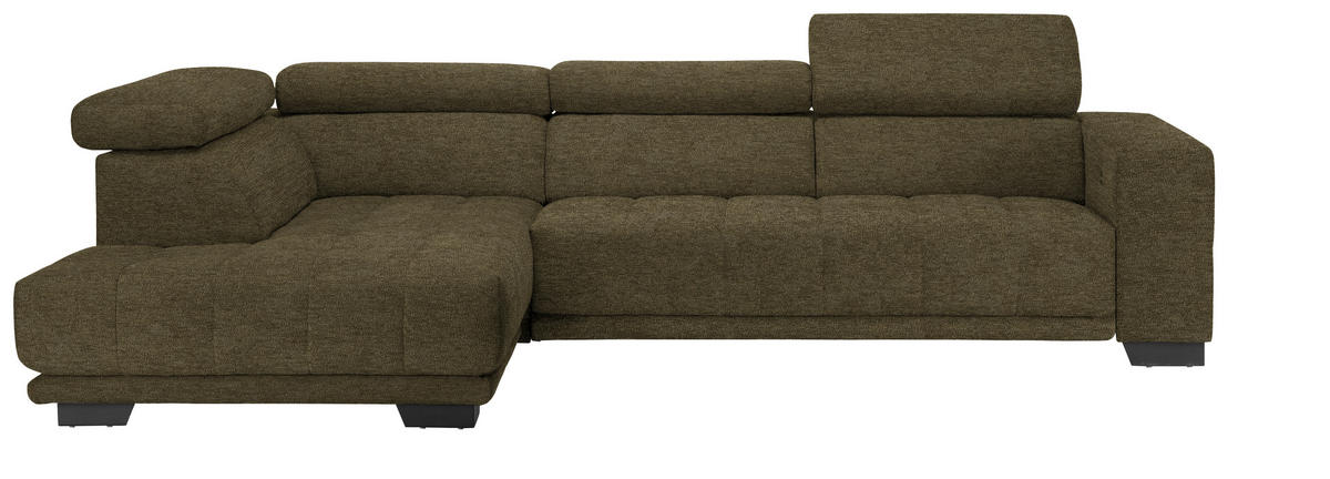 ECKSOFA in Mikrofaser Dunkelgrün  - Dunkelgrün/Schwarz, Design, Textil/Metall (207/301cm) - Xora