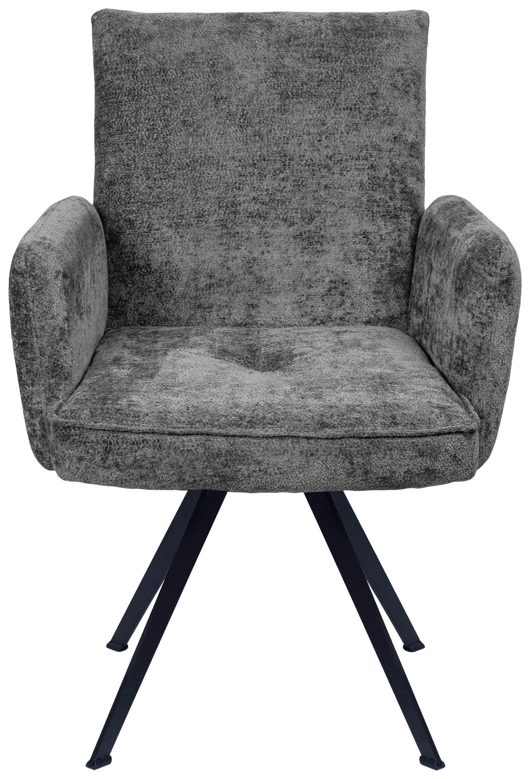 ARMLEHNSTUHL  in Eisen Teddystoff  - Dunkelgrau/Schwarz, Design, Textil/Metall (64/65/71cm) - Welnova