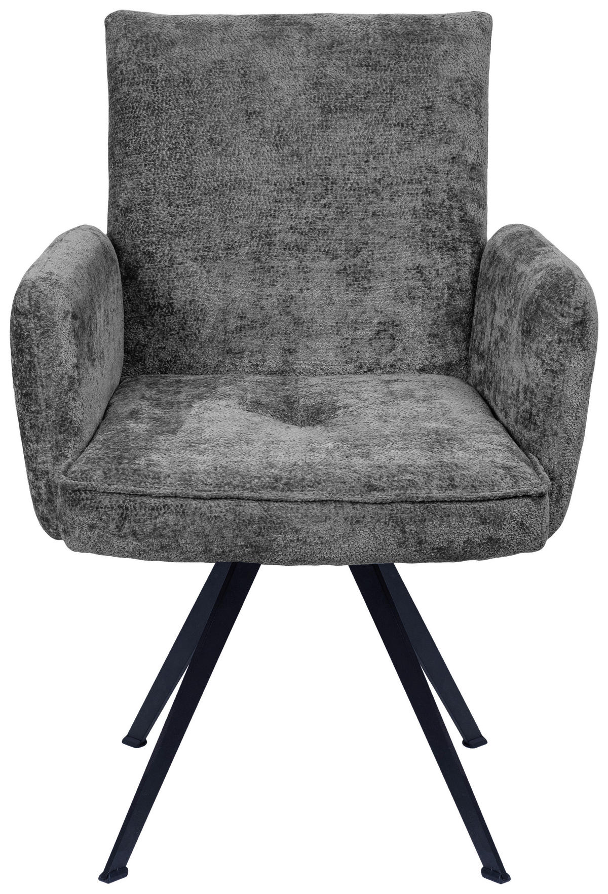 ARMLEHNSTUHL  in Eisen Teddystoff  - Dunkelgrau/Schwarz, Design, Textil/Metall (64/65/71cm) - Welnova