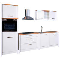 KÜCHENLEERBLOCK   in Weiß, Eiche Artisan  - Silberfarben/Weiß, MODERN, Glas/Holzwerkstoff (300/227/60cm) - home24