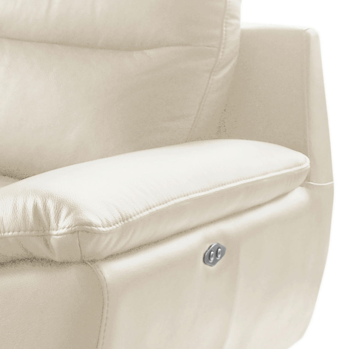2,5-SITZER 216/95/96 cm PERLE in Echtleder Creme   - Chromfarben/Creme, Design, Leder/Metall (216/95/96cm) - Livetastic