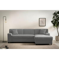 ECKSCHLAFSOFA  CAPRI 2 Grau Cord  - Schwarz/Grau, Basics, Kunststoff/Textil (241/146cm) - MID.YOU