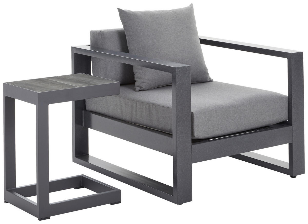 LOUNGESESSEL  - Anthrazit, Design, Textil/Metall (76/60/90cm) - Amatio