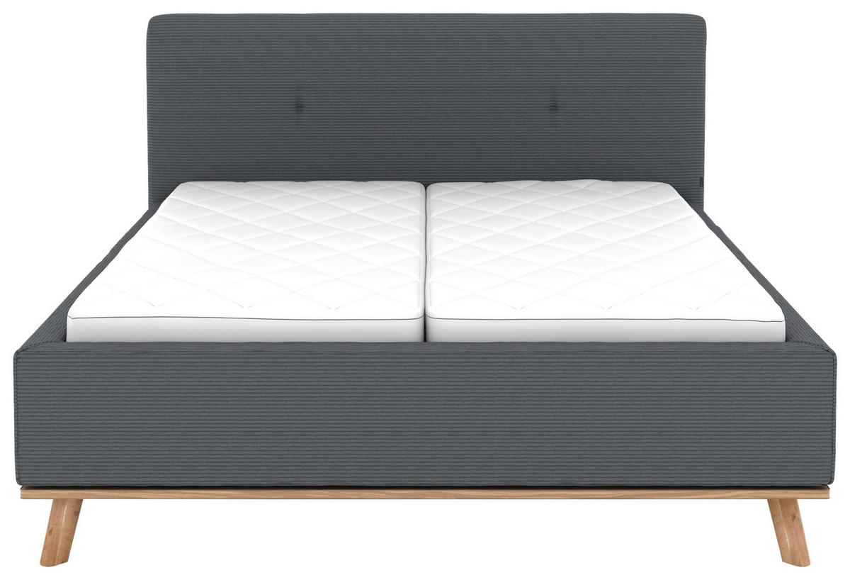 POLSTERBETT Matratze, Lattenrost, Bettkasten 180/200 cm  in Grau  - Eichefarben/Weiß, Design, Holz/Textil (180/200cm) - Musterring
