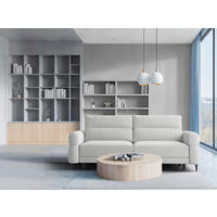 SCHLAFSOFA Nordic in Velours Hellgrau  - Hellgrau/Schwarz, Basics, Textil/Metall (232/94/102cm) - Livetastic