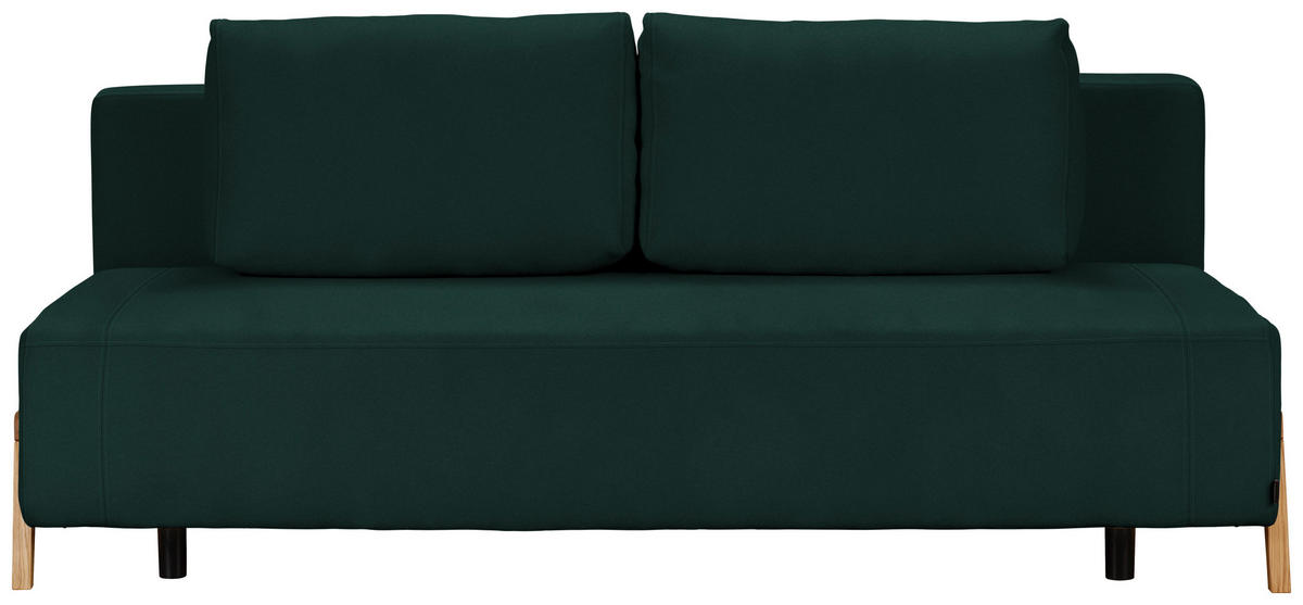 SCHLAFSOFA  in Mikrofaser Waldgrün  - Waldgrün/Naturfarben, Design, Holz/Textil (211/88/102cm) - Niels Andersson