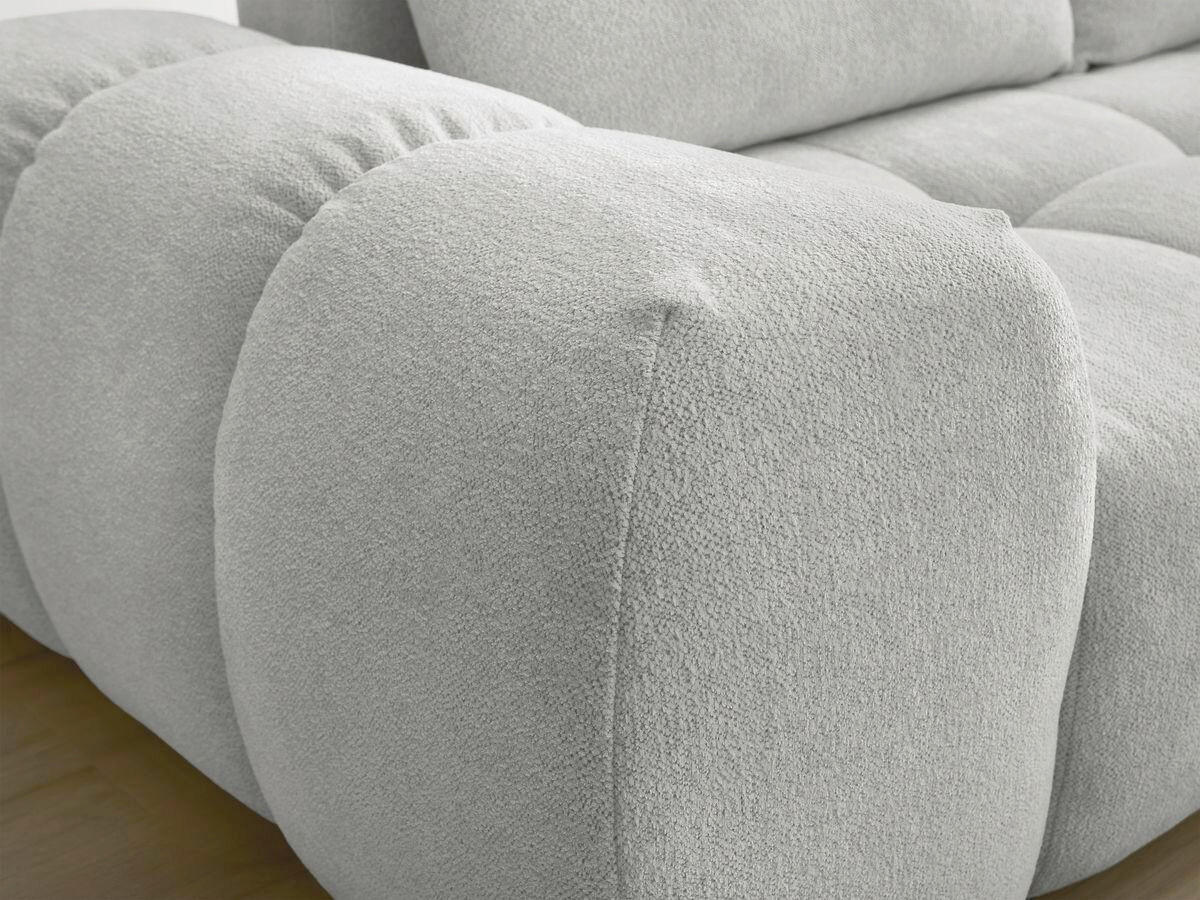 ECKSCHLAFSOFA EVEREST  mit Rücken echt, Armteil links, Armteil rechts Flachgewebe Hellgrau  - Hellgrau/Schwarz, MODERN, Kunststoff/Textil (320/212cm)