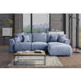 ECKSOFA Hellblau Samt  - Chromfarben/Hellblau, KONVENTIONELL, Kunststoff/Textil (293/195cm) - Carryhome