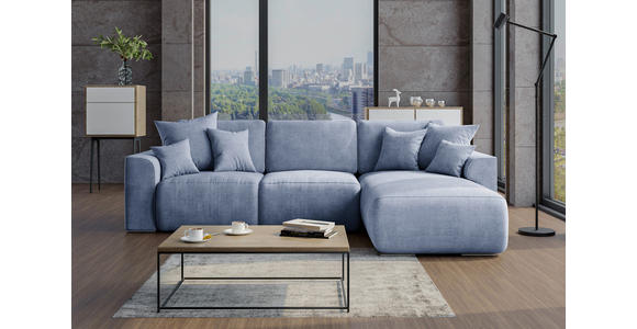 ECKSOFA Hellblau Samt  - Chromfarben/Hellblau, KONVENTIONELL, Kunststoff/Textil (293/195cm) - Carryhome