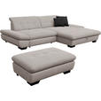 ECKSOFA  in Mikrofaser Hellgrau  290/198 cm  - Hellgrau/Schwarz, Design, Textil/Metall (290/198cm) - Xora