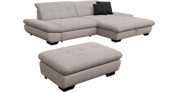 ECKSOFA  in Mikrofaser Hellgrau  290/198 cm  - Hellgrau/Schwarz, Design, Textil/Metall (290/198cm) - Xora