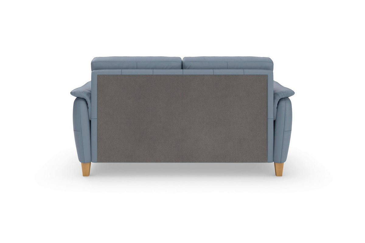 3-SITZER-SOFA PALMERA E Echtleder Graublau  - Graublau/Eichefarben, Basics, Leder/Holz (179/89/89cm) - Sit & More