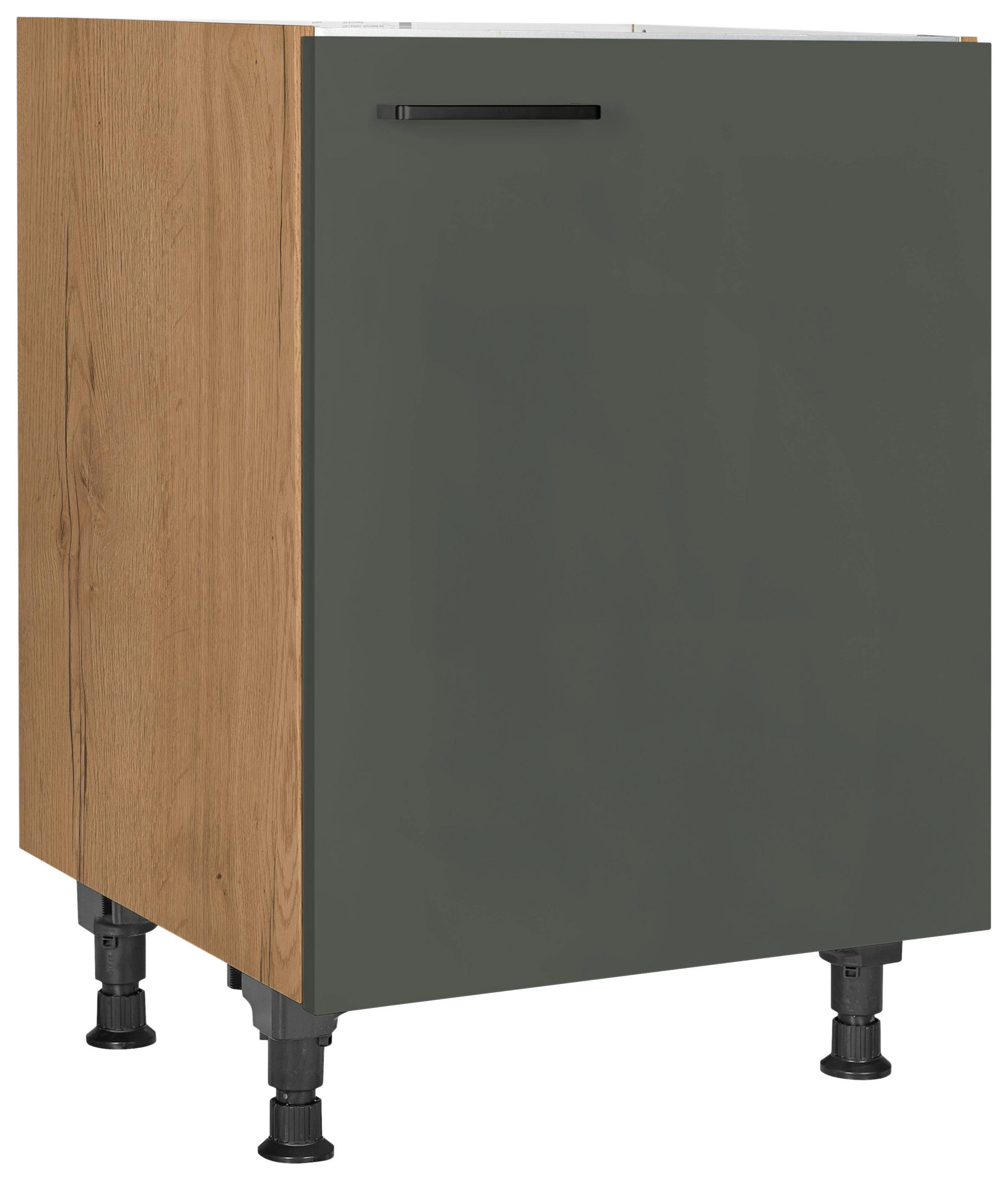 SPÜLENUNTERSCHRANK 60/57/56 cm  in Grün, Eichefarben  - Eichefarben/Schwarz, MODERN, Holzwerkstoff/Metall (60/57/56cm) - Nobilia