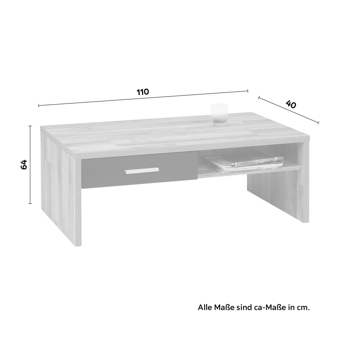 MĂSUȚĂ DE CAFEA material pe bază de lemn 110/64/40 cm   - culoare crom/culoare lemn stejar, Modern, metal/material pe bază de lemn (110/64/40cm) - Hom`in