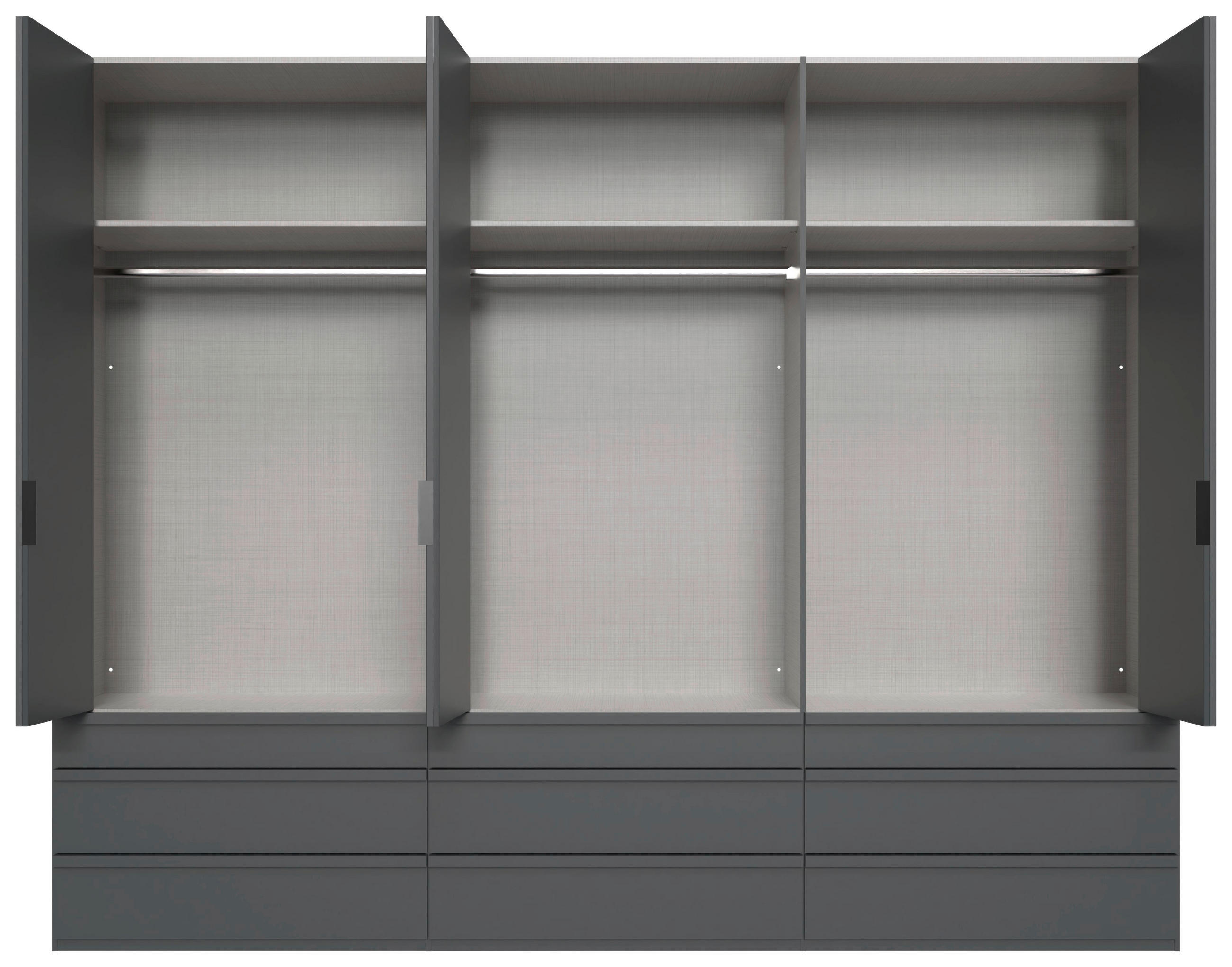 FALTTÜRENSCHRANK 300/216/58 cm 3-türig Graphitfarben  - Schwarz/Graphitfarben, Design, Glas/Holzwerkstoff (300/216/58cm) - Boxxx