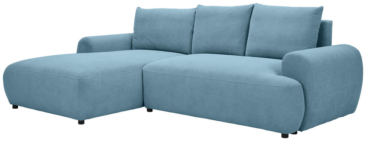 ECKSOFA in Webstoff Blau  - Blau/Schwarz, Modern, Kunststoff/Textil (175/265cm) - MID.YOU