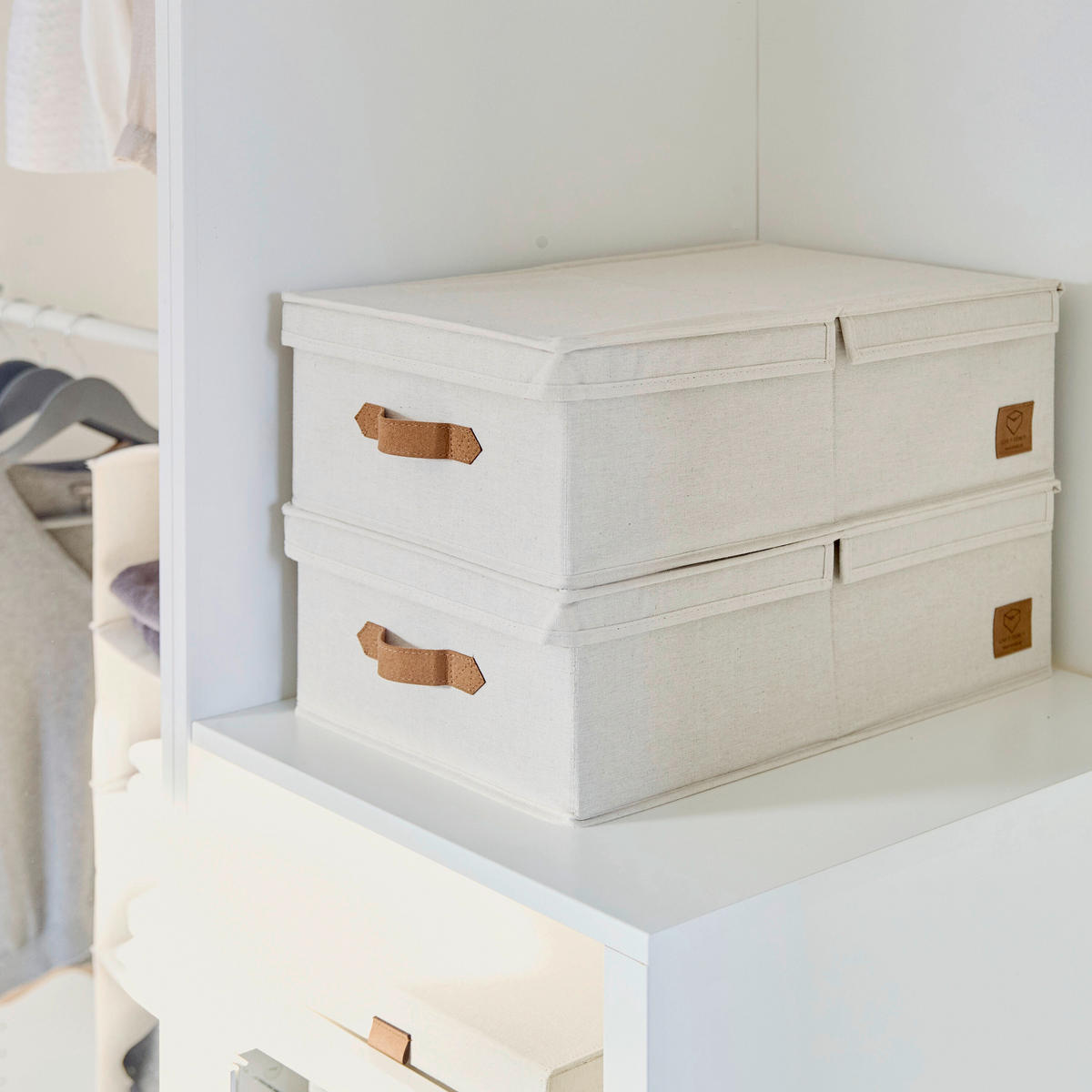 AUFBEWAHRUNGSBOXEN-SET Premium  - Beige, Basics, Textil (50/33/16cm) - Store It