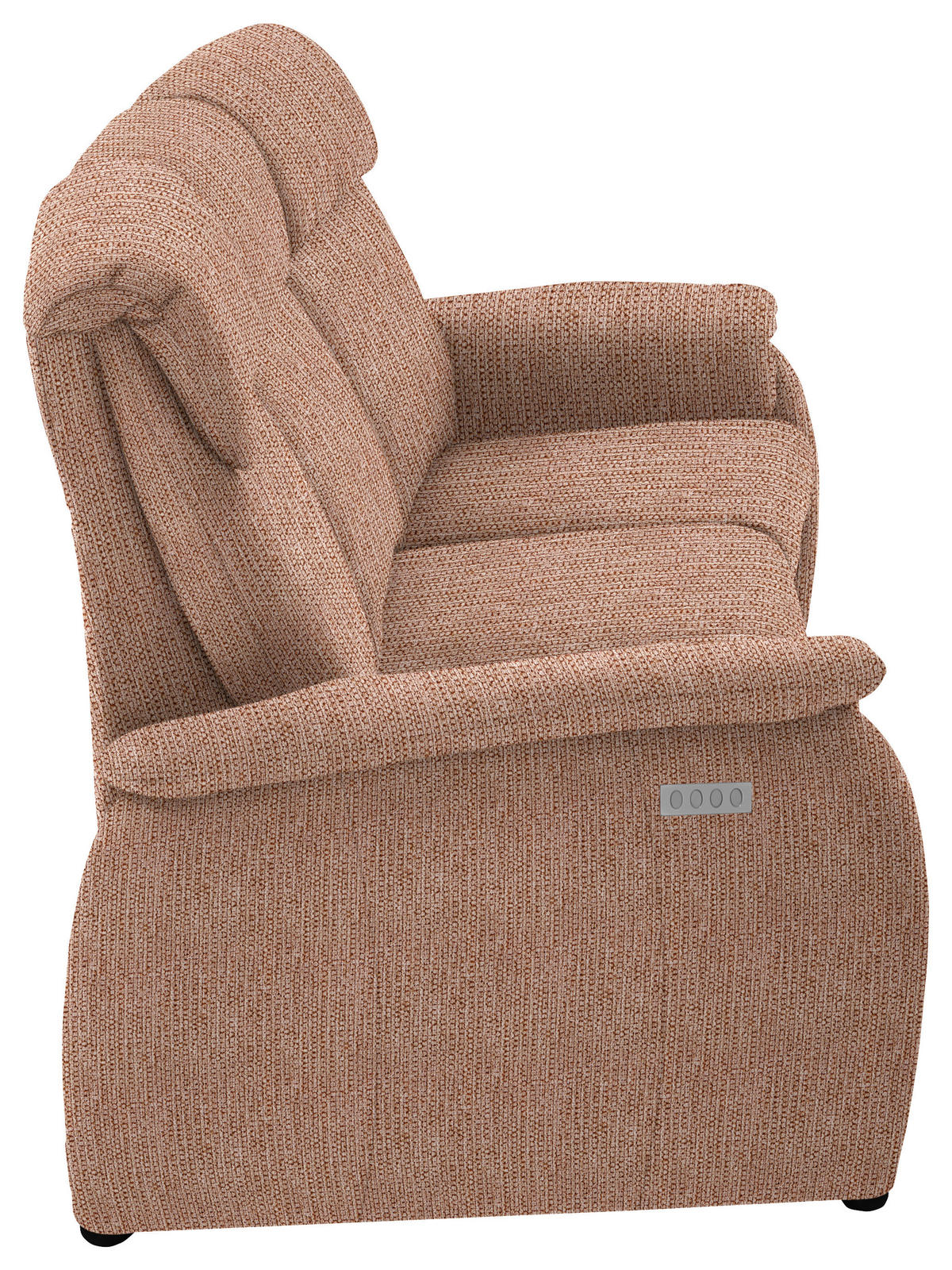 TRAPEZSOFA Flachgewebe Aprikose Rücken echt, Ablage  - Aprikose/Schwarz, KONVENTIONELL, Textil/Metall (219/107/97cm) - Pure Home Comfort