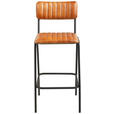 BARHOCKER Echtleder Braun, Schwarz Eisen  - Schwarz/Braun, Trend, Leder/Metall (44/103/53cm) - Landscape