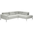 ECKSOFA Hellgrau Flachgewebe  - Chromfarben/Hellgrau, KONVENTIONELL, Textil/Metall (282/224cm) - Hom`in