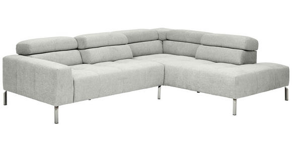 ECKSOFA Hellgrau Flachgewebe - Chromfarben/Hellgrau, KONVENTIONELL, Textil/Metall (282/224cm) - Hom`in