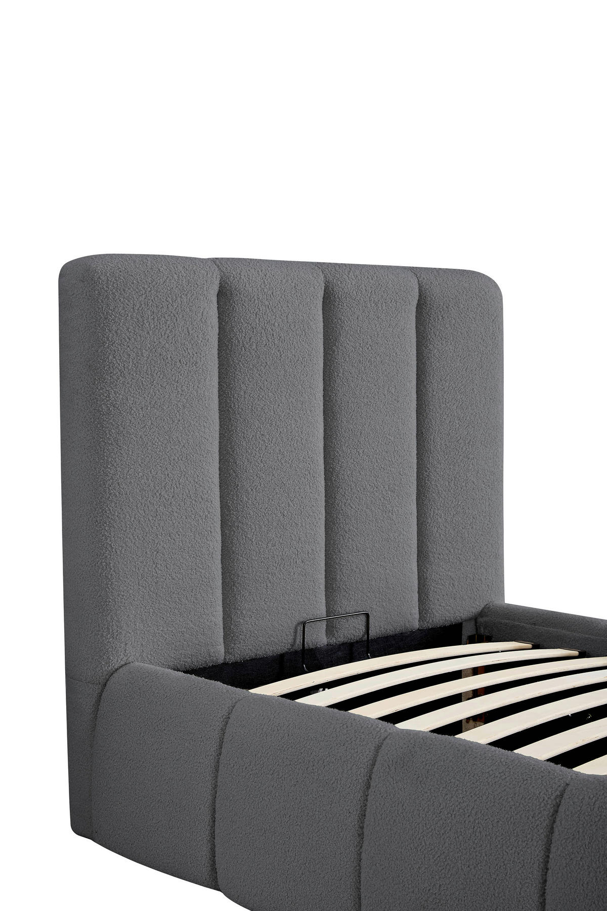 POLSTERBETT gepolstertes Kopfteil, Lattenrost, Bettkasten 90/200 cm  in Grau  - Schwarz/Naturfarben, Design, Holz/Kunststoff (90/200cm) - Boxxx