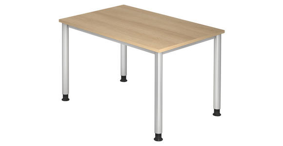 SCHREIBTISCH 120/80/68 -76 cm  in Silberfarben, Eichefarben  - Eichefarben/Silberfarben, KONVENTIONELL, Holzwerkstoff/Metall (120/80/68 -76cm) - Venda