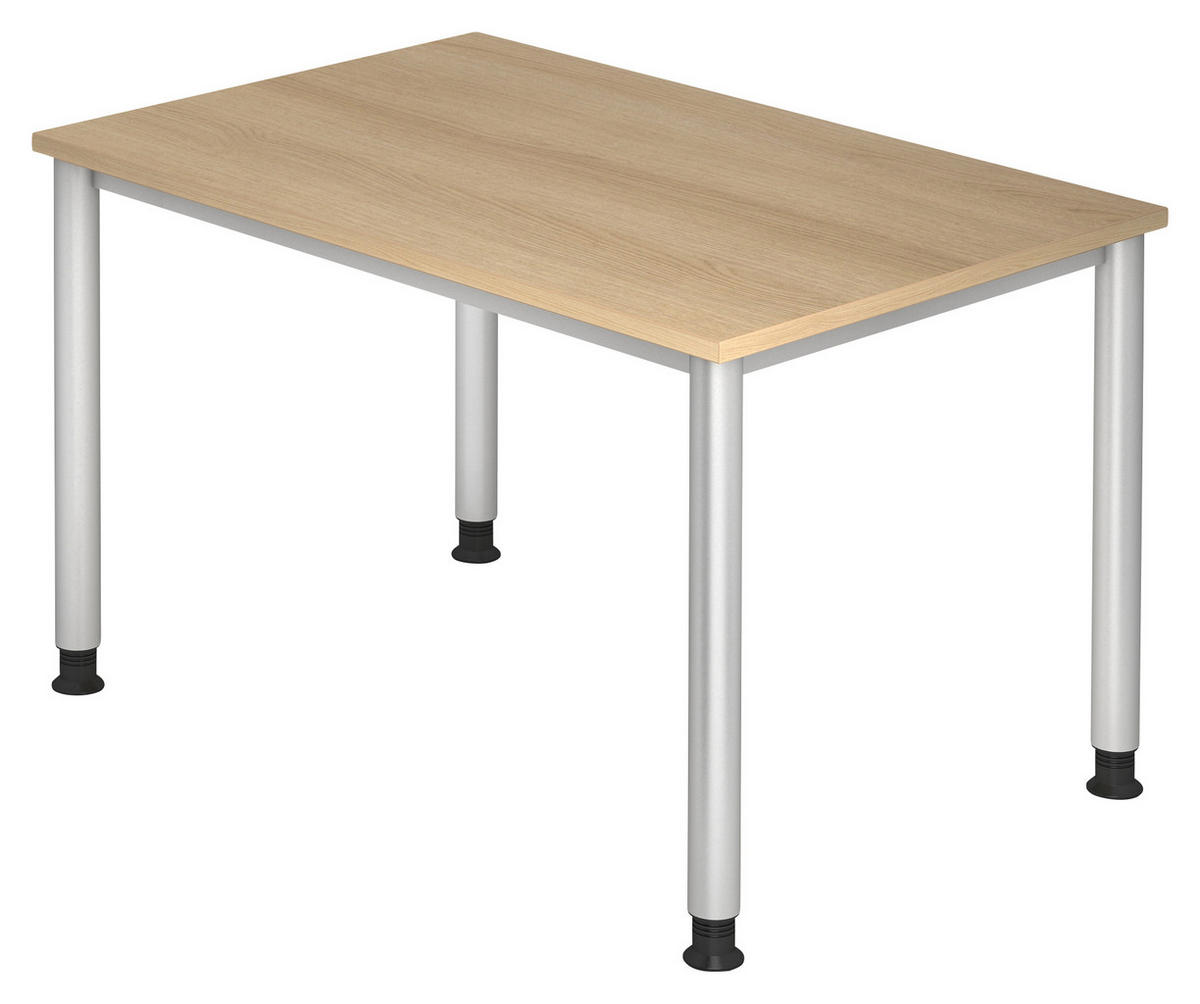 SCHREIBTISCH 120/80/68 -76 cm  in Silberfarben, Eichefarben  - Eichefarben/Silberfarben, KONVENTIONELL, Holzwerkstoff/Metall (120/80/68 -76cm) - Venda