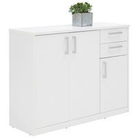 KOMMODE , 106/84/36 cm, 2 Schublade(n)  - Silberfarben/Schwarz, Basics, Holzwerkstoff/Kunststoff (106/84/36cm) - Xora