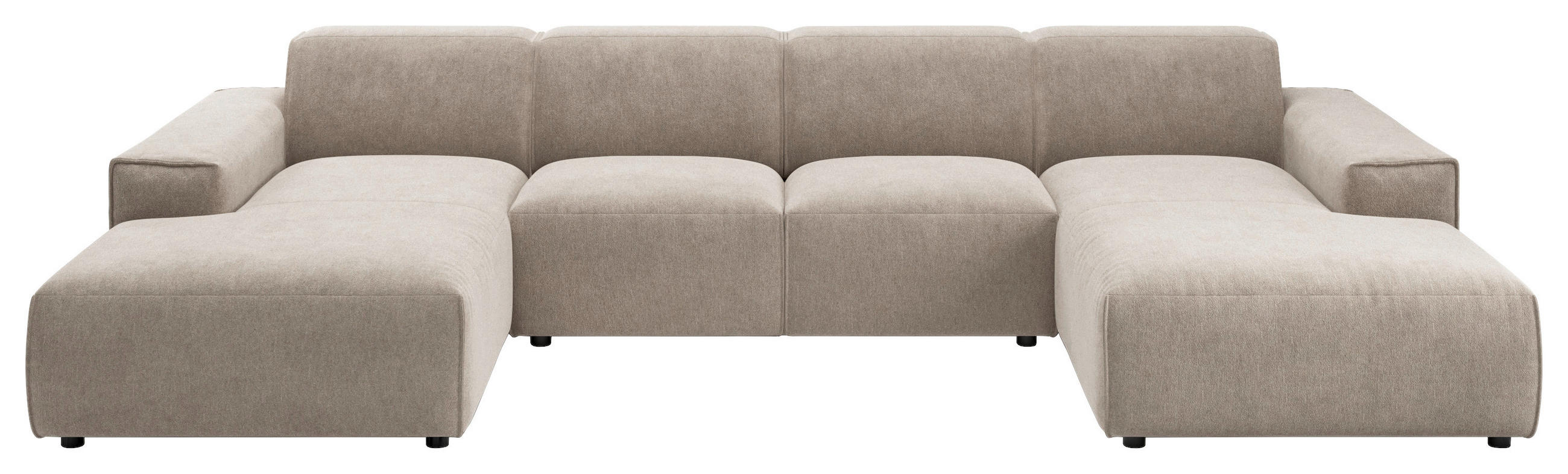 WOHNLANDSCHAFT Taupe Chenille  - Taupe/Schwarz, MODERN, Kunststoff/Textil (189/340/189cm) - Pure Home Lifestyle