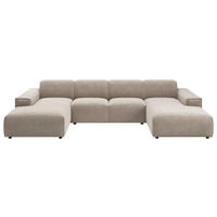 WOHNLANDSCHAFT Taupe Chenille  - Taupe/Schwarz, MODERN, Kunststoff/Textil (189/340/189cm) - Pure Home Lifestyle