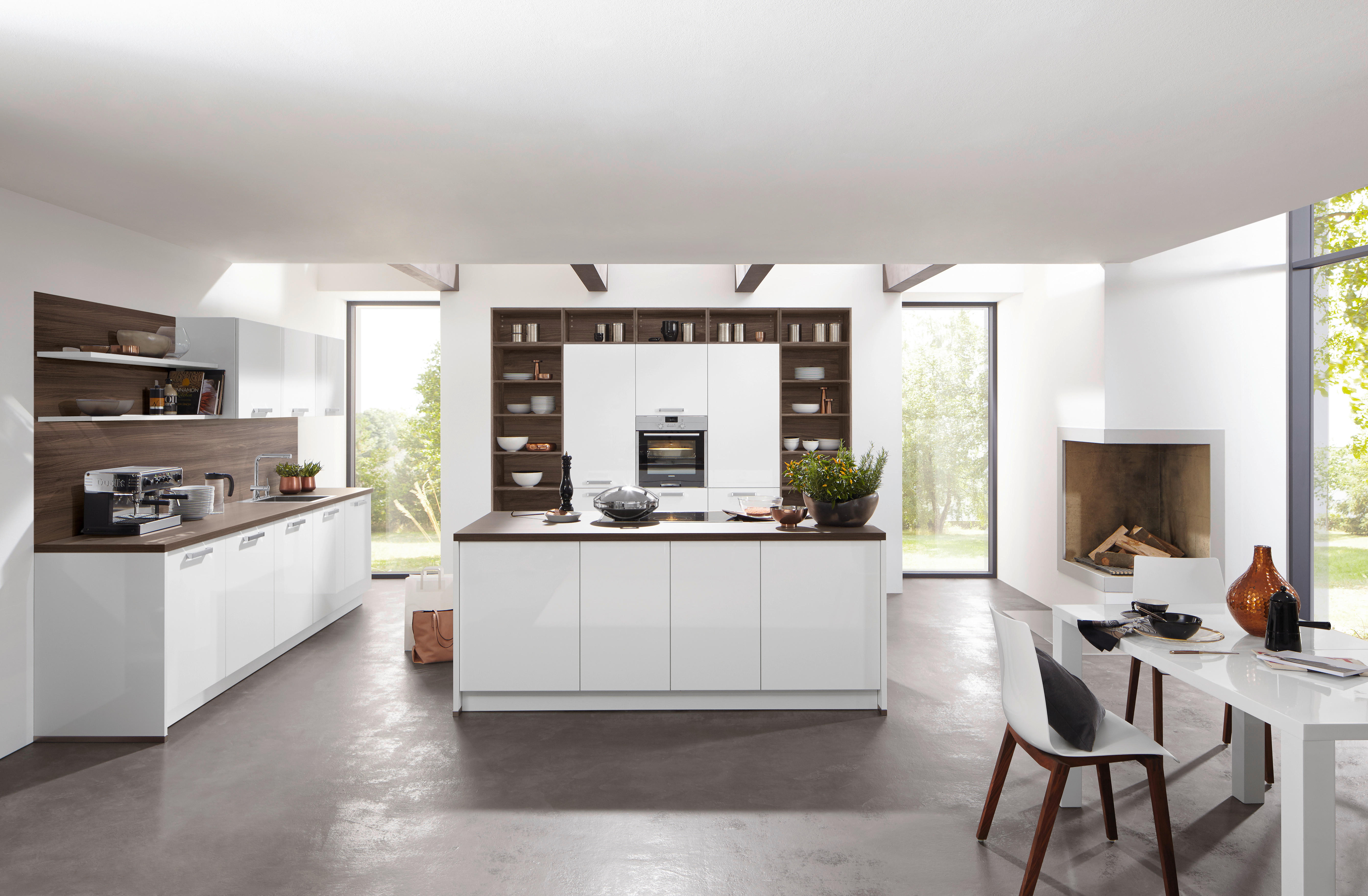 EINBAUKÜCHE NOVA LACK  - Nussbaumfarben/Weiß, Design - Nolte Küchen