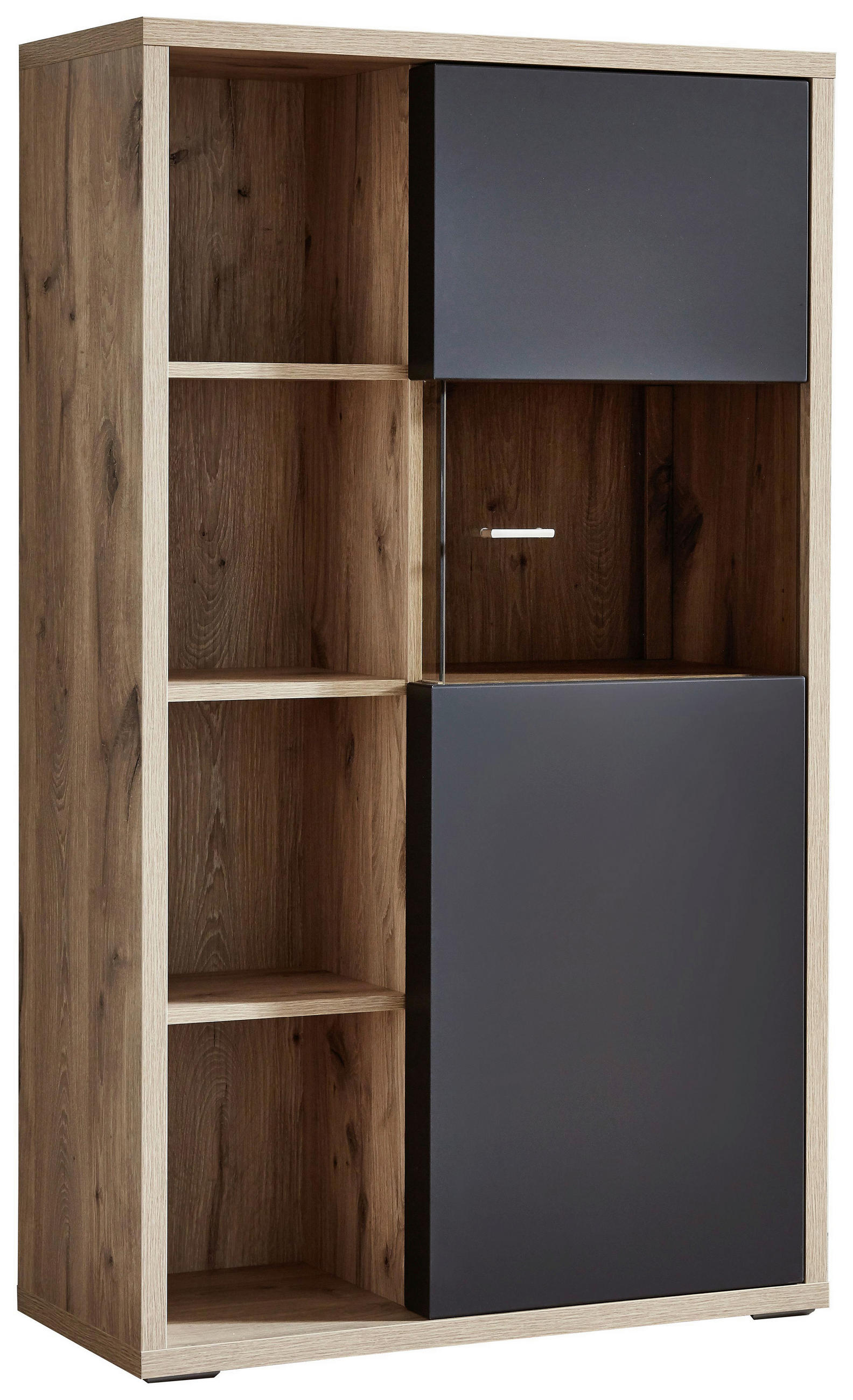 VITRINE Eichefarben, Dunkelgrau Einlegeböden - Eichefarben/Dunkelgrau, Design, Glas/Holzwerkstoff (81/139/37cm) - Stylife