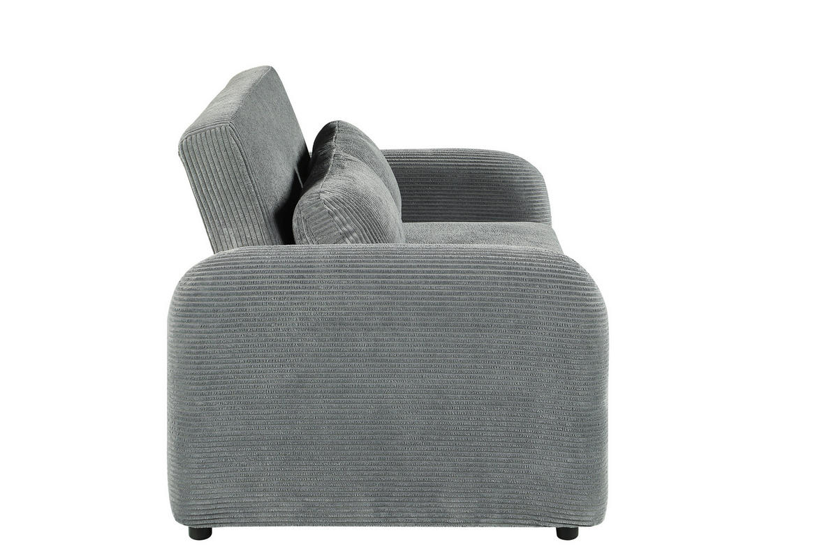 SCHLAFSOFA Cord Dunkelgrau  - Dunkelgrau/Schwarz, Design, Kunststoff/Textil (150/86/90cm) - MID.YOU
