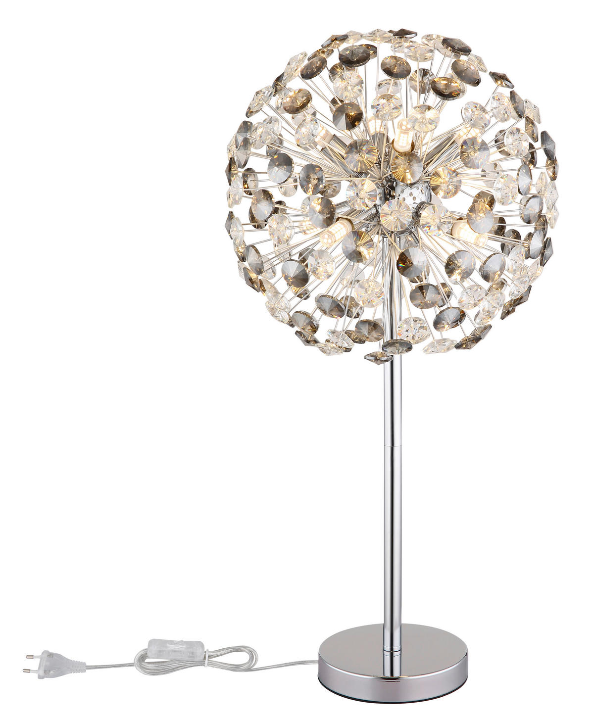 KŘIŠŤÁLOVÁ STOLNÍ LAMPA, 35/65 cm  - šedá/průhledné, Lifestyle, kov/plast (35/65cm) - Globo