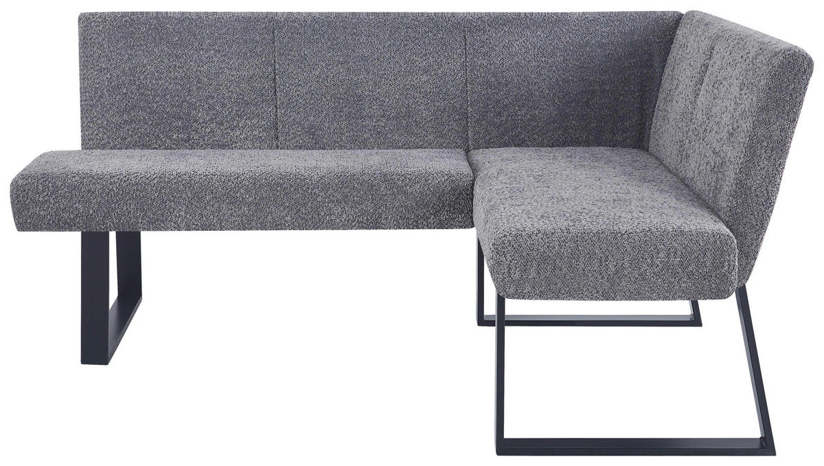 ECKBANK 160/130 cm Leinenoptik Grau   - Schwarz/Grau, KONVENTIONELL, Textil/Metall (160/130cm) - MID.YOU