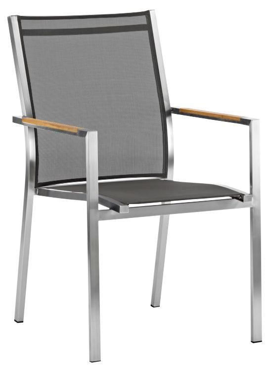 STAPELSESSEL Teakholz Edelstahl Edelstahlfarben, Dunkelgrau, Teakfarben - Edelstahlfarben/Dunkelgrau, Design, Holz/Textil (57/92/63cm) - Zebra Süd