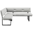 ECKBANK 140/180 cm  in Creme, Schwarz  - Creme/Schwarz, MODERN, Textil/Metall (140/180cm) - Cantus