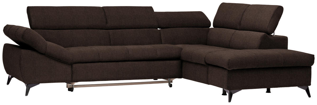 ECKSOFA in Mikrofaser Dunkelbraun  - Dunkelbraun/Schwarz, Design, Kunststoff/Textil (279/210cm) - Livetastic