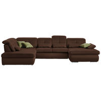 WOHNLANDSCHAFT in Mikrofaser Braun  - Chromfarben/Braun, Design, Textil (260/371/195cm) - Beldomo Style