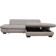 ECKSOFA  in Mikrofaser Hellgrau  290/198 cm  - Hellgrau/Schwarz, Design, Textil/Metall (290/198cm) - Xora