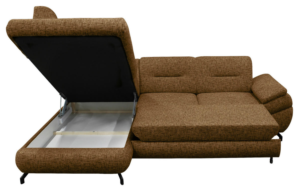 ECKSOFA Braun Struktur, Plüsch  - Schwarz/Braun, Design, Textil/Metall (201/274cm) - MID.YOU